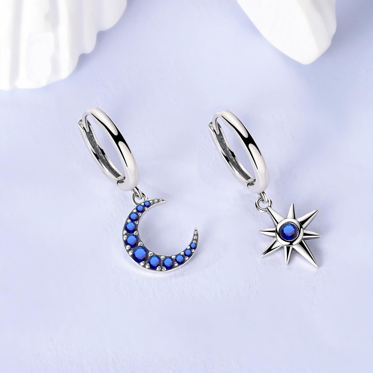 NARMO Dangle Drop Earrings 925 Sterling Silver Dangle Hoop Earrings for Women Moon and Star Earrings Dream catcher Earrings for Women: Star&Moon(L)