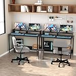 WOODYNLUX Computer Desk with Shelves, 43 Inch Gaming Writing Desk, Study PC Table Workstation with Storage for Home Office, Living Room, Bedroom, Metal Frame, Carbon Black - Image 2