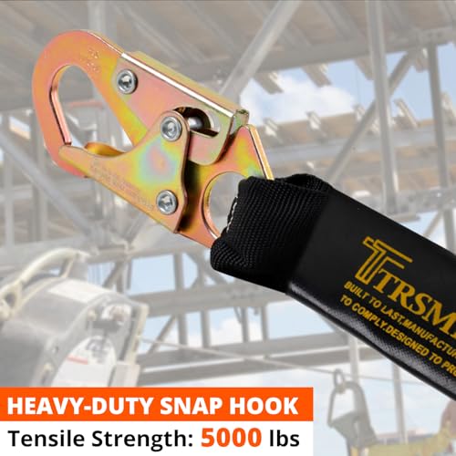 Image of TRSMIMA Safety Harness Fall Protection - Men Construction Full Body Harness Kit for Work with Shock Absorbing Lanyard Tongue Buckle ANSI Orange