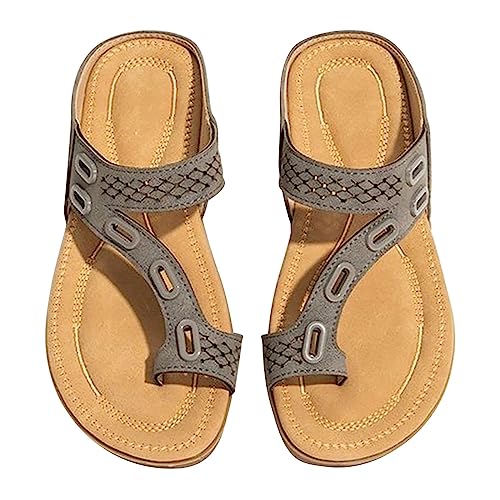 Chanclas de verano para mujer, elegantes, con cordones, suela de goma, antideslizante, para vacaciones, zapatos de verano de moda 2025, caqui, 40 EU