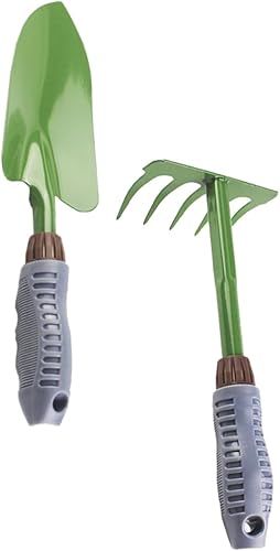 POPETPOP Juego de herramientas manuales de jardinería rastrillo de pala multifuncional, ligero, cómodo, mango de plástico, fácil de almacenar, kit