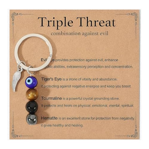 YSAOAKA Llavero de Ojo Malvado Azul Turco, Llavero de Mujer Cristales con Tarjeta, Amuletos la Suerte con Ojo Turco para Buena Suerte