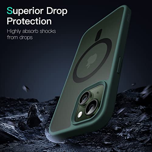 Image of JETech Magnetic Cover Case for iPhone 13 6.1-Inch Compatible with MagSafe, Translucent Matte Back Slim Shockproof Phone Cover (Dark Green)