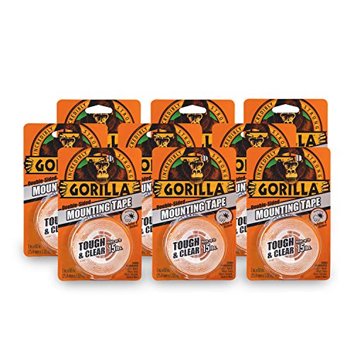 Image of Gorilla Tough & Clear; Double Sided Mounting Tape; Weatherproof; 1 inch x 60 inch; Clear; (Pack of 9)