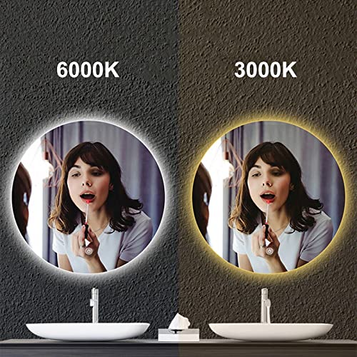 Amazon.co.jp: 洗面所 LED ミラー 浴室鏡 照明付き 丸型直径 50/60 cm