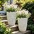 Autodaya 19.5" Resin Tall Planters for Outdoor Plants, Set of 2 Country White Large Flower Pots with Handmade Birch Bark Texture, Heavy-Duty and Weather-Resistant for Year Round Indoor Outdoor use