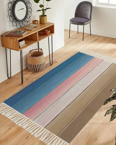 Pink Blue Brown Area Rug for Bedroom 3 x 5