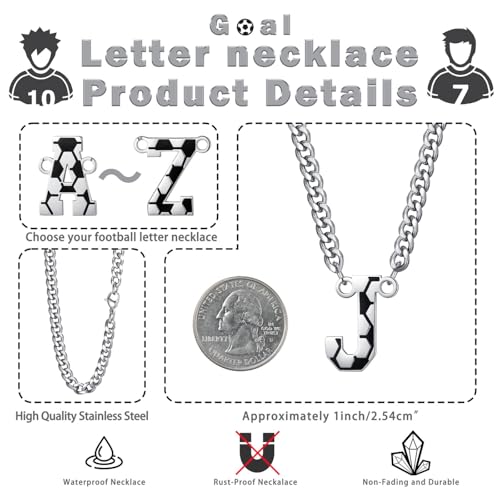 NUKAYAI Letter J Soccer Necklace Initial Charm Pendant Gifts for Men - image 5