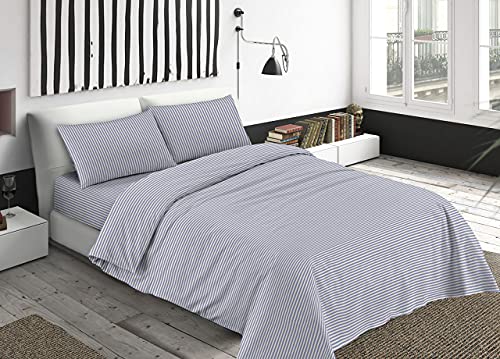 BIANCHERIAWEB Saco nórdico nórdico 100% algodón, Fabricado en Italia, Funda nórdica de piumone, Juego de Cama de Matrimonio, diseño de bastón Azul