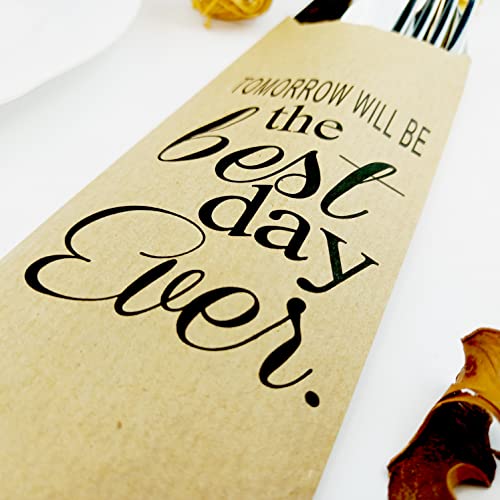 Tomorrow Will Be The Best Day Ever Rehearsal Dinner Silverware Bags - Utensil Holders For Wedding Rehearsal Dinner - Silverware Holder Bag - Pocket Sleeves - Flat 2.8" X 7.5" - Pack Of 50 #TOP4
