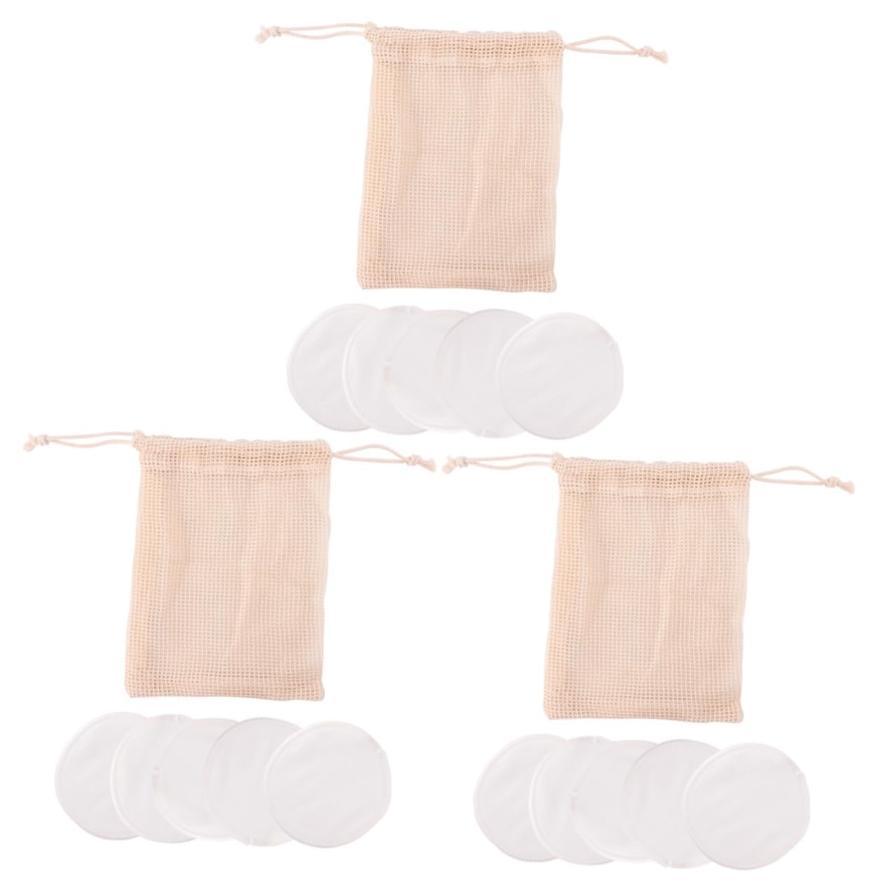 PartyKindom 18 Pcs Facial Makeup Remover Pads 100% Soft Cotton Gentle Reusable Washable Set Storage Bag for