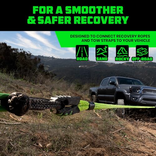 Image of Rhino USA Synthetic Soft Shackle Rope (2-Pack) - 44,050lb Offroad Recovery | 1 /2in x 22in Soft Shackles, 44,050lb Min Break Strength. For Truck, UTV, ATV. Compatible with Jeep, Toyota, Ford. Black
