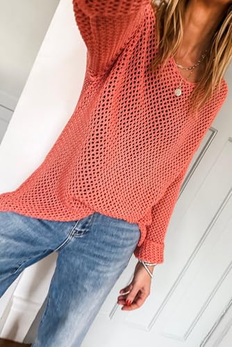 Urchics Smoke Gray Crochet Hollow-Out Jumper Top Sweater Pullover for Women2