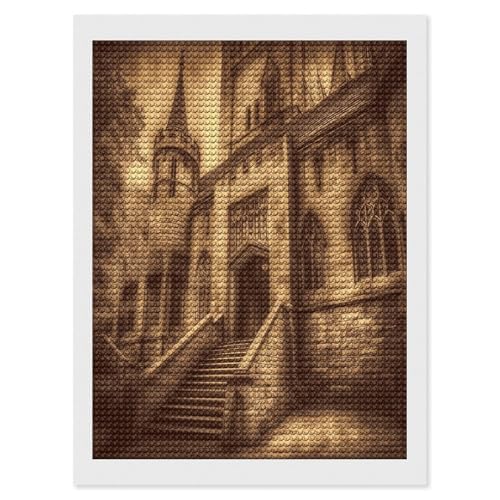Pintura de puntos de diamante FekiLoot de castillo medieval, el regalo de arte ideal