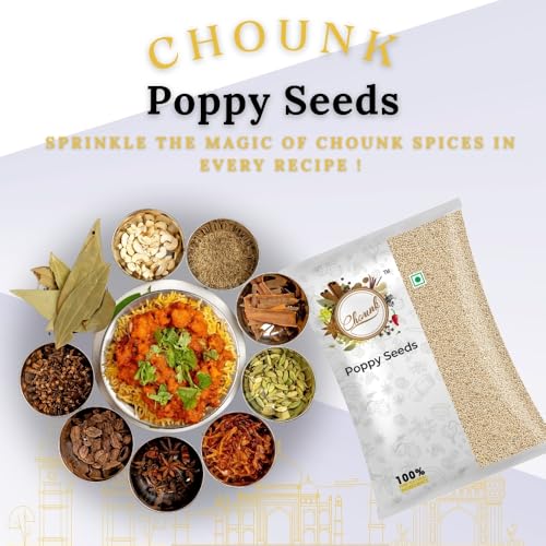 Image of CHOUNK NATURAL WHITE POPPY SEEDS - 200 g (100 grams x 2 Packets) | No Coating | No Wash | Khus Khus | Khas Khas | Posta Dana | Khaskhas