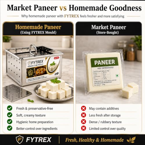 Image of Paneer Maker Steel - 500 ML (11 x 9 x 6 cm) | Healthy Homemade Paneer & Tofu Press Mould | Premium Stainless Steel Paneer Maker with Lid | Rust-Free, Durable & Easy to Clean