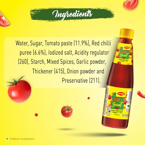 Image of MAGGI Hot & Sweet Tomato Chilli Sauce, Perfect Blend of Tomatoes & Chillies, 500g (Pack of 2)