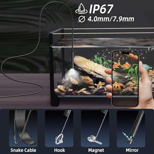 Image of 3-in-1 Mobile Endoscope Camera with LED Lights, USB /Type-C /OTG Waterproof Borescope Inspection for Android Smartphones, Laptops & PC | Snake for Car, Pipe, HVAC & Home Repair