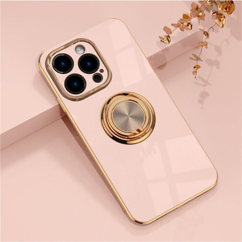 Coque silicone souple iPhone 13 Pro Max rose antichoc avec anneau support