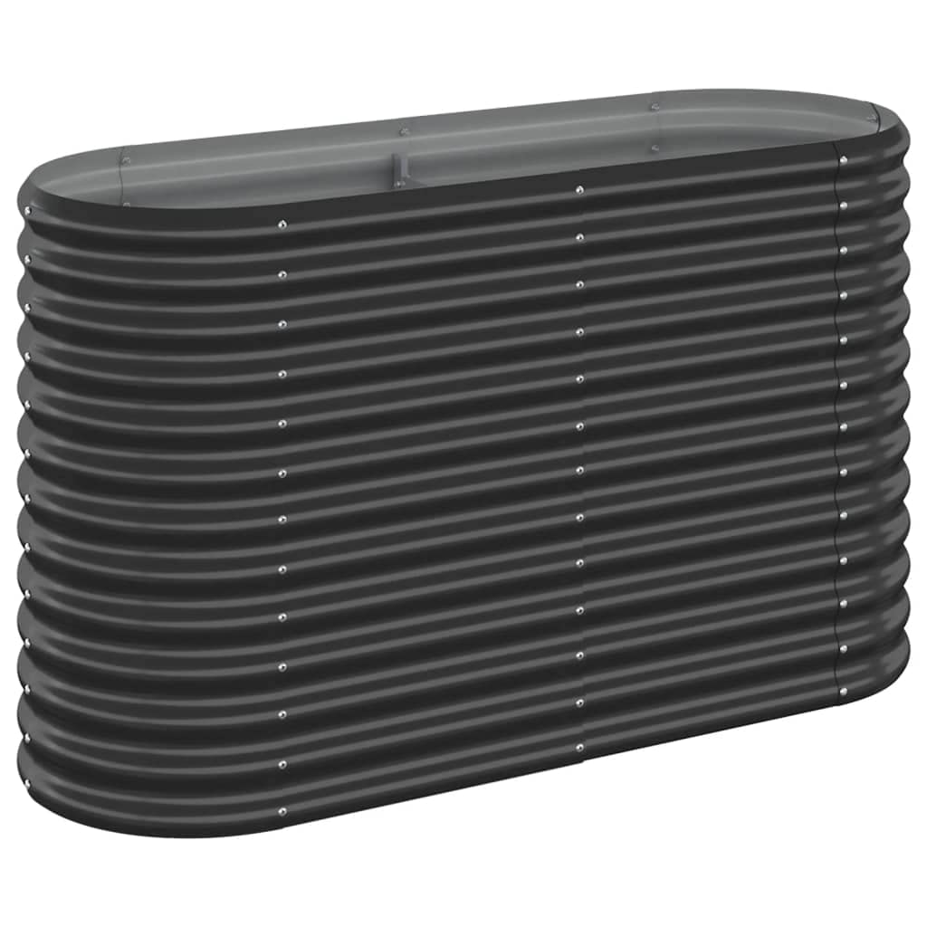 vidaXL Anthracite Powder-coated Steel Raised Garden Bed - 114x40x68 cm - Sturdy Oval Planter for Outdoor, Patio, Balcony Vegetable/Flower Growing