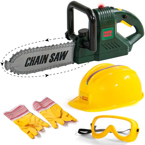 Tronçonneuse Jouet Enfant - Outils Bricolage Avec Chaîne Rotative Et Lunettes, Jeu D'Imitation Éducatif