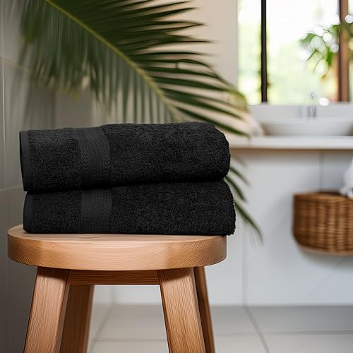 TEXCRAFT Large Bath Towels Set of 6 – 100% Cotton Terry – 24" x 50" – Quick Dry, Soft & Highly Absorbent – Black Towels for Bathroom, Gym, Spa, Pool & Daily Use by TEXCRAFT - Used condition - Image 4