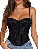 Avidlove Women's Lace Corset Black Lace Corset Top Lace Corset Tops for Women Sexy Bustier Tops for Women Black X-Large