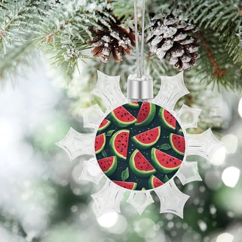 Pendentif flocon de neige incassable pastèque rouge pour décorer un sapin sans risque - 7