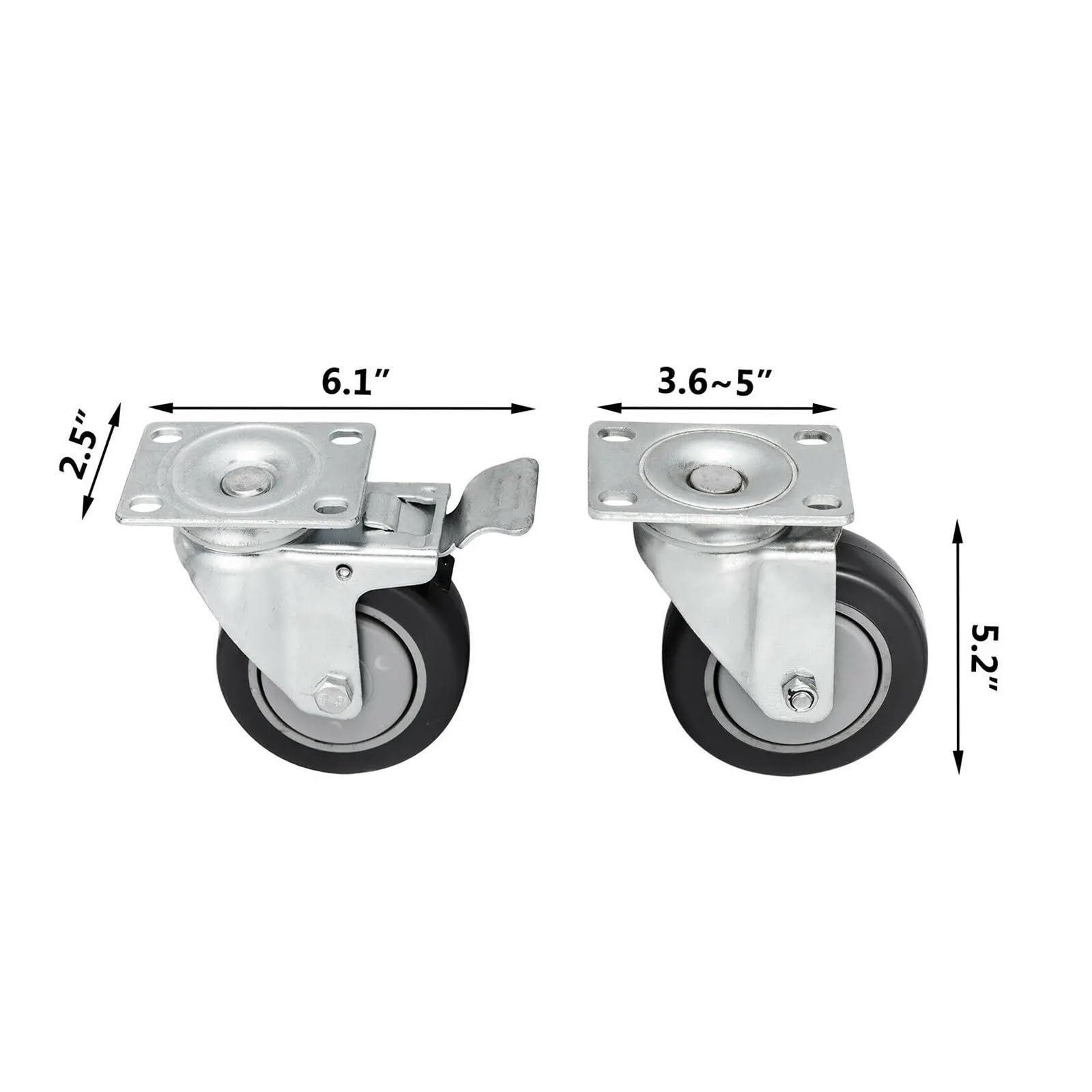 Ruote Per Carrello 200mm AsiaShopping - 8 Ruote In Poliuretano 100 Mm Industriali Con Piastra Girevole Per Carrelli Carrelli Portata 500 - Foto 3