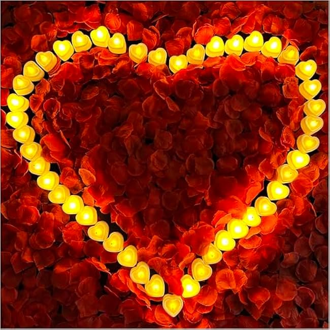 VIPbuy 7000 Pieces Artificial Rose Petals with 72 Pcs Flameless LED Candles Battery Operated Led Tea Lights Candles Romantic Decoration Set