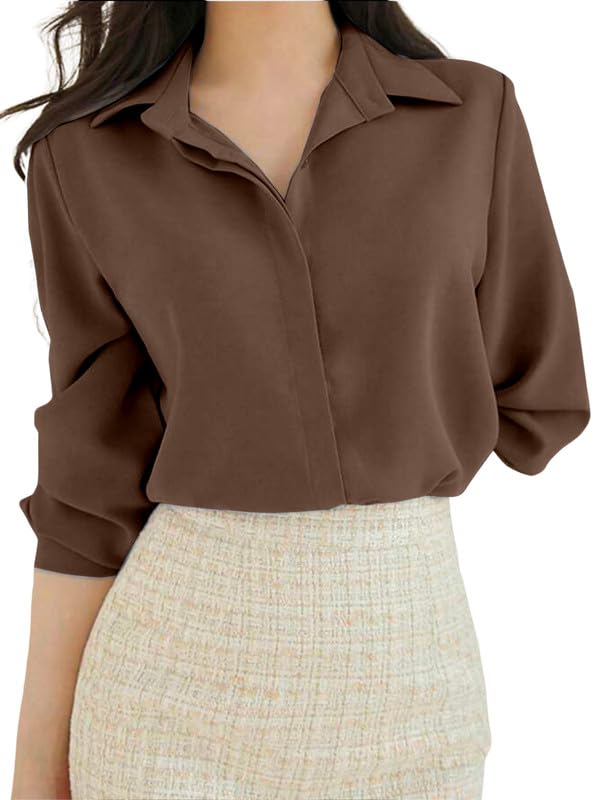 Women's Regular Fit Korean Style Shirts | Stylish Western Shirt with Concealed Placket | Casual & Office Wear Shirt for Women