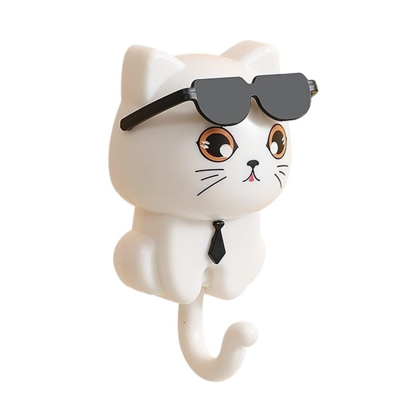 MKYYIOED Adhesive Hooks Strong Adhesive Hooks Key Holder Creative Cute Cat Hook Wall Mounted Home Organization for Hanging Keys Hats Towels Scarves(White)