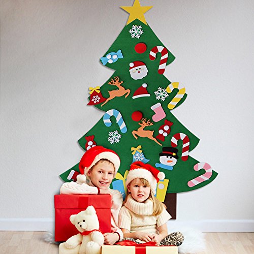 Aerwo Diy Felt Christmas Tree Set + 26Pcs Detachable Ornaments, Kids Wall Hanging Xmas Gifts For Christmas Decorations #TOP5
