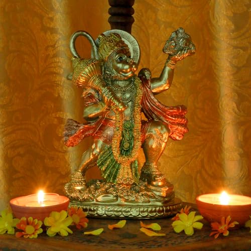 Estatua de Hanuman Dios Hindú con acabado dorado miniatura 6