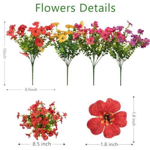 Image of 2 Set Artificial Outdoor Flowers with Hanging Basket for Garden Porch Patio Balcony Yard Home Decoration