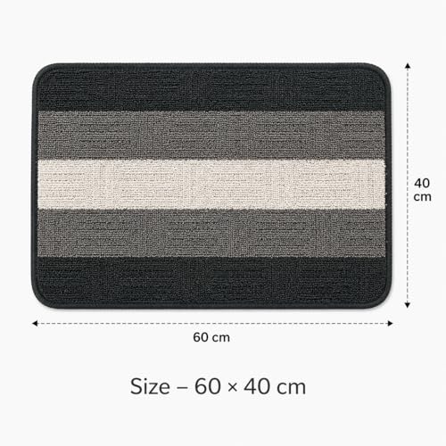 Image of DecorTwist PVC Door Mat 60x40 cm | Heavy Duty Indoor Outdoor Entrance Mat | Anti-Slip Rubber Back | Waterproof, Dust & Dirt Trapping | Non-Slip Mat for Home & Office | Style 5 Black Gray | Pack of 1