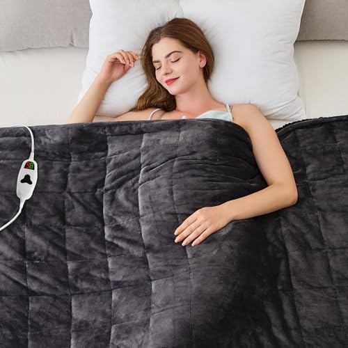 CYMULA Heated Weighted Blanket for Adults, Weighted Heated Blanket 50' x 60', 13lbs Sherpa Fleece...