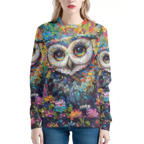 PinUp Angel Floral Owl Print Animal Graphic Women Pullover Sweatshirts Art Oil Painting Patterned Bl