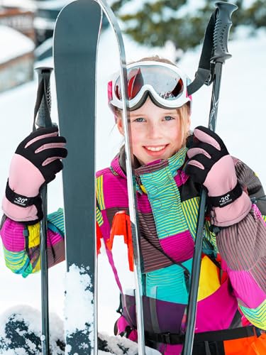 Image of Geyoga Kids Waterproof Winter Snow Ski Gloves for Boy Girl Outdoor Warm Thickening Snowboard Gloves