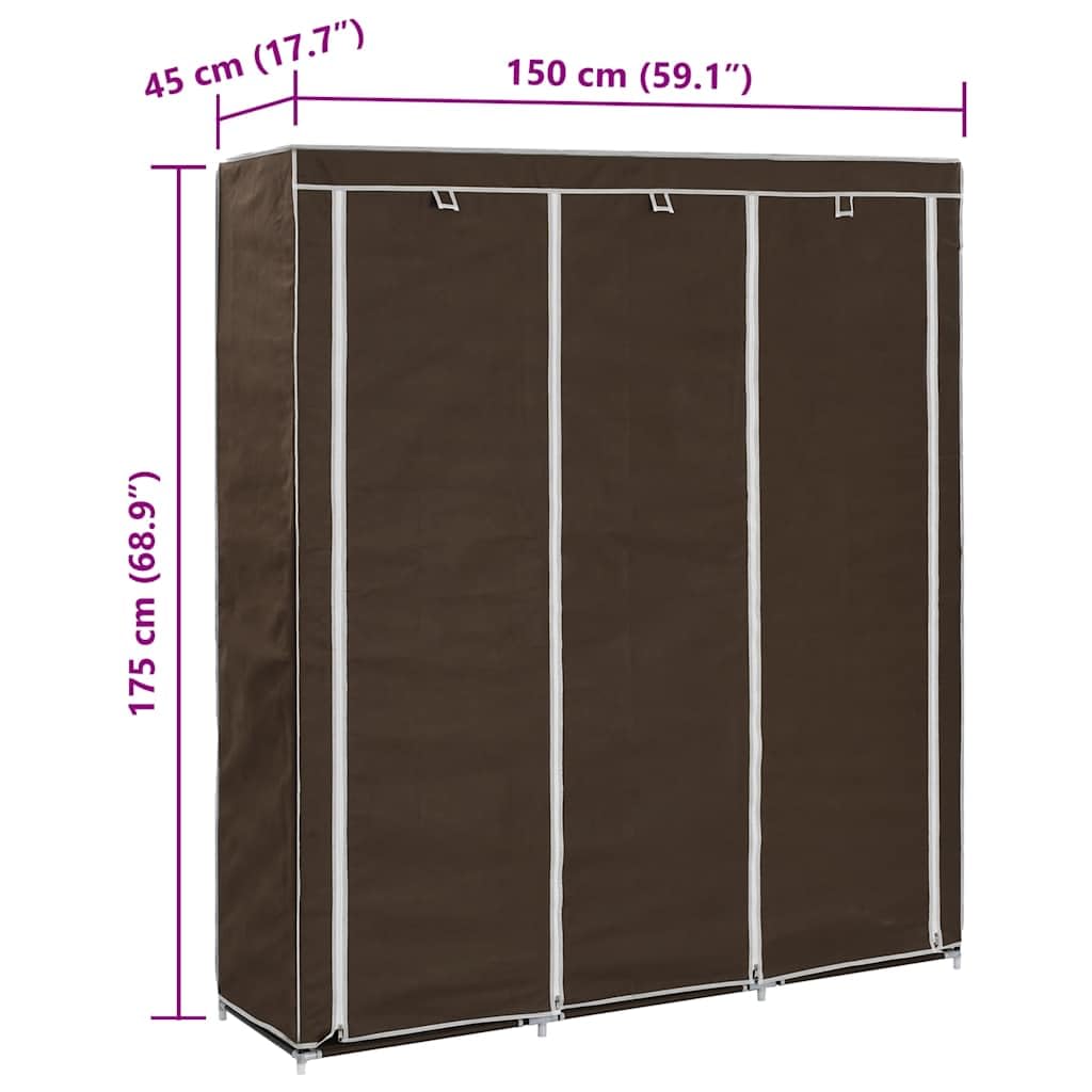 vidaXL Armadio con Scomparti e Aste Marrone 150x45x175 cm in Tessuto Guardaroba Utile Pratico Comodo Funzionale Soluzione Salvaspazio Robusto Solido