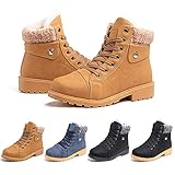 Chaussure Femme Hiver Boots Bottine de Neige Plates Faux Cuir Zip Chaudes Fourrees Bottes Cheville Botte Randonnée Snow Boots EU Marron 40