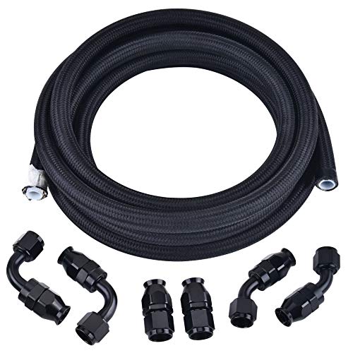 EVIL ENERGY 6AN PTFE Fuel Line Fitting Kit,E85 Nylon Braided Fuel Hose 10FT(0.315Inch ID)