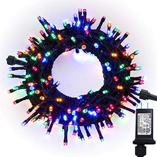 JMEXSUSS 8 Modes Christmas Tree Lights Multicolor, 250 LED Multicolor Christmas Lights Indoor, 91.5ft Green Wire Waterproof Christmas Lights Outdoor for Tree Party Garden Patio Christmas Decoration