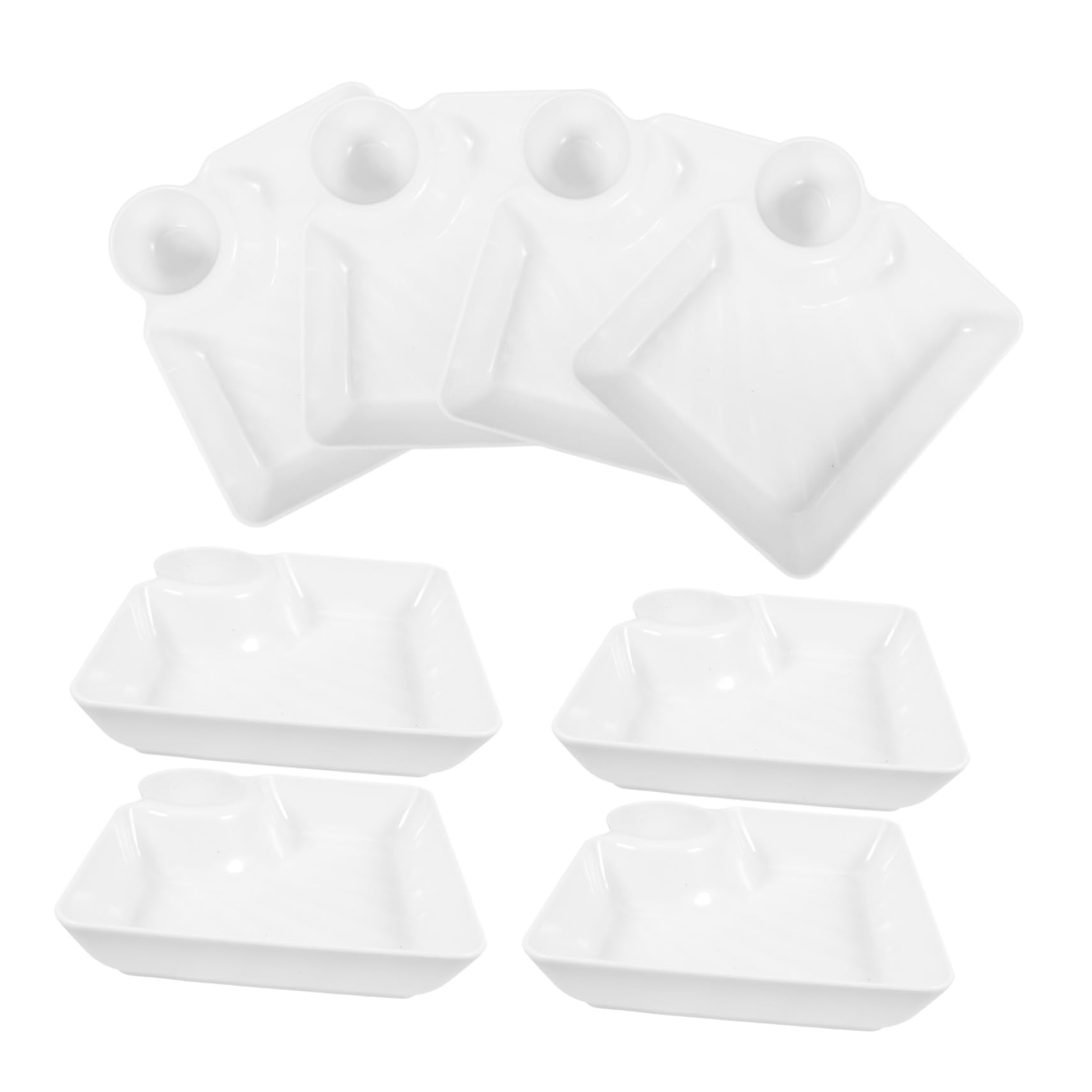 CIYODO 8pcs Reusable Chip and Dip Tray Set Snack Plate Sauce Compartment for Sushi Taco Snack Dumpling Plates