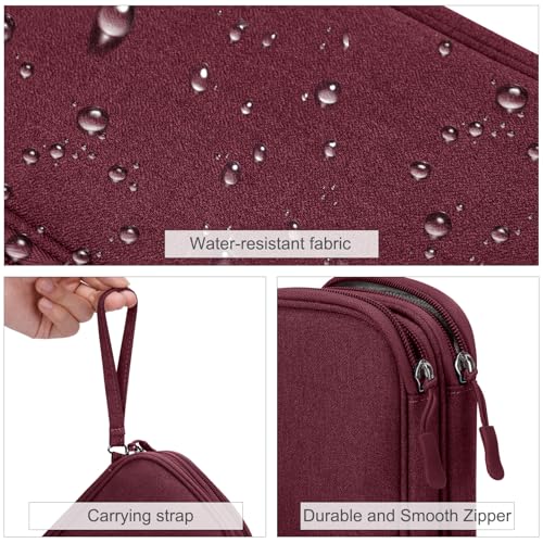 Image of FYY Electronic Organizer, Travel Cable Organizer Bag Pouch Electronic Accessories Carry Case Portable Waterproof Double Layers Storage Bag for Cable, Charger, Phone, Earphone, Medium Size, Wine Red