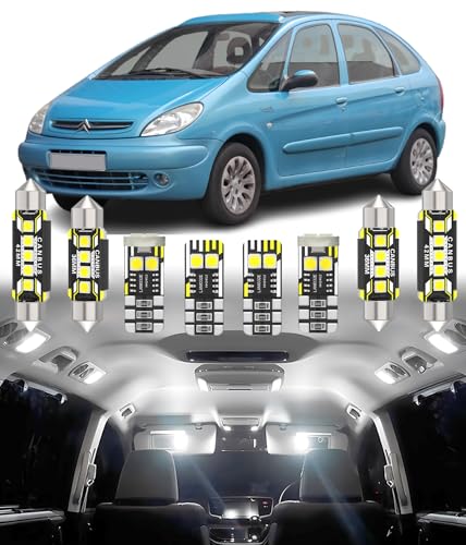 BMT xms Kit de Luces LED Interior para Citroën Xsara Hatchback Coupé Break Estate 1997–2006 / Xsara Picasso MPV 1999-2010, Blanco Brillante 6000K, 14 Piezas