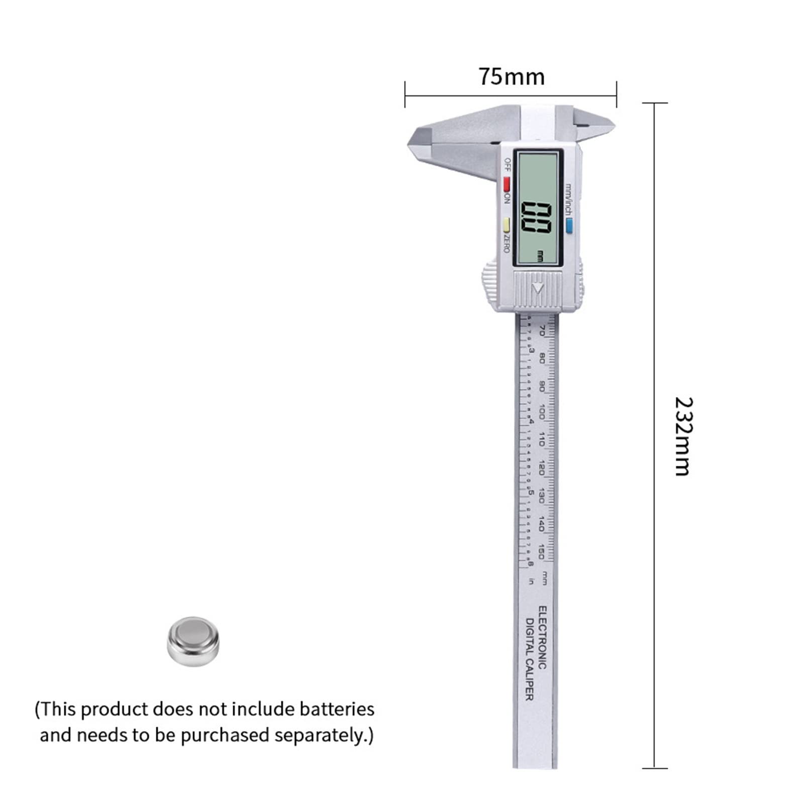 Calibrador Electrónico Digital De 150 Mm con Pantalla Grande De 6 Pulgadas para Uso Doméstico E Industrial.,Silver-0-150mm