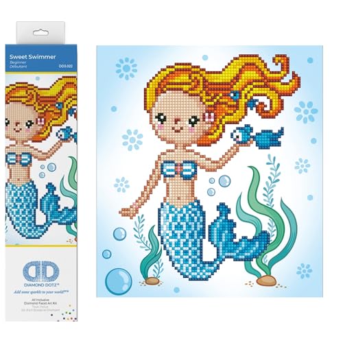 DIAMOND DOTZ Sweet Swimmer Mermaid Diamond Painting Kits for Adults - Diamond Art Kits a Relaxing Creative Craft Kit with Dotz Gems 9.8