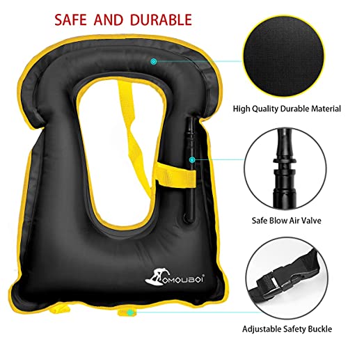 FORWEWAY Inflatable Snorkel Vest for Adults - Kayak Swimming Buoyancy Vest for Water Sports - Beginner Adults-Only (Black) - Image 4