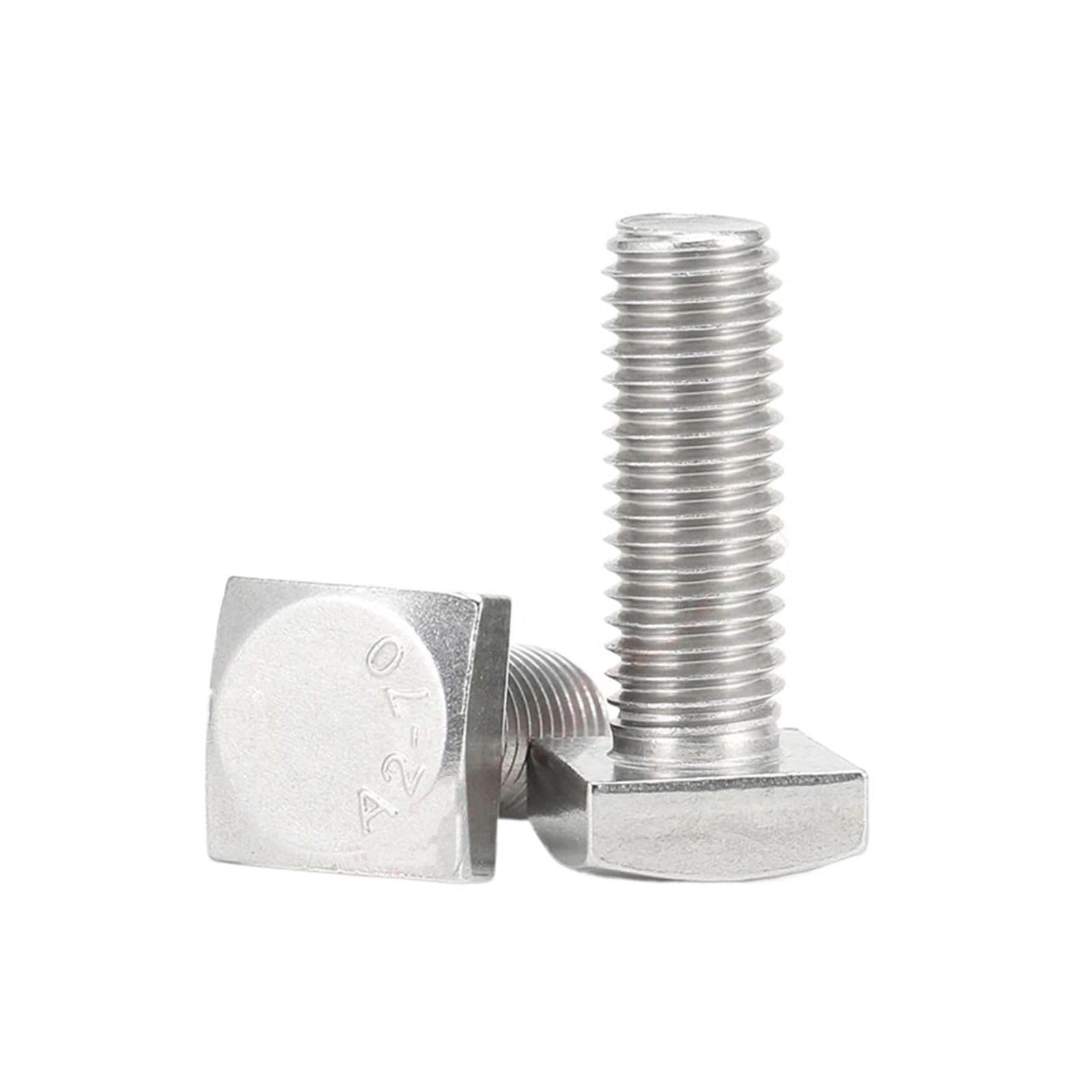 WEKONUMEX Square Head Bolts Screws, Square Head Bolt 304 Stainless Steel Silver M4-M12 8-100mm 4.8 Grade(M5x20mm (5pcs))